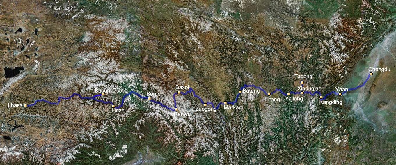Satellite map of the route