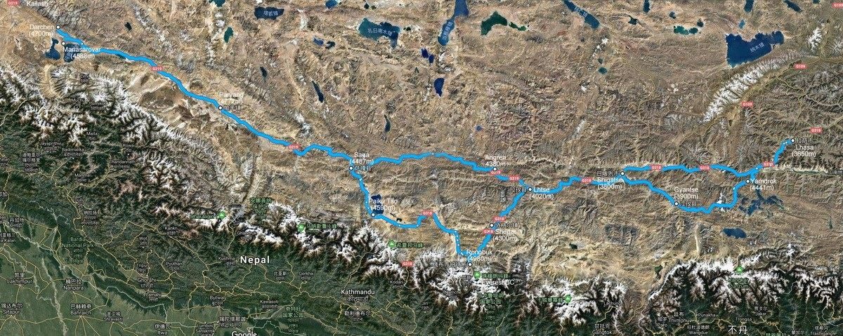 Satellite map of the route