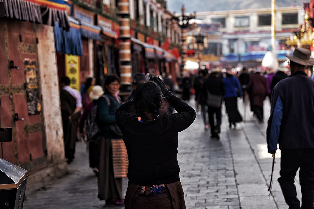 Believers at Barkhor Street